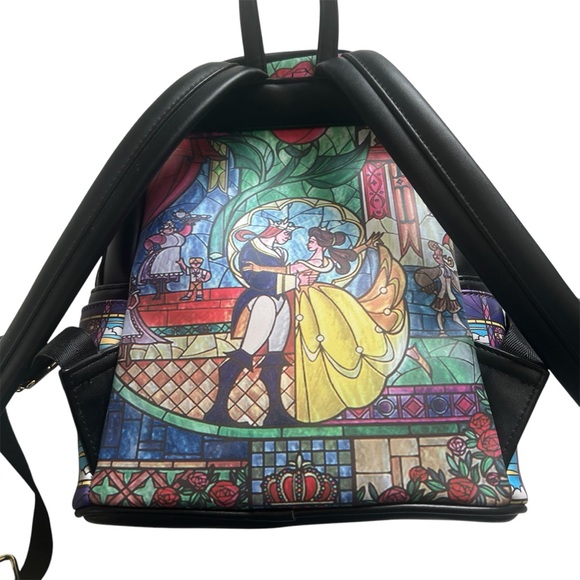 Disney Beauty and the Beast Loungefly Stained Glass Backpack and Wallet Set - Picture 3 of 8